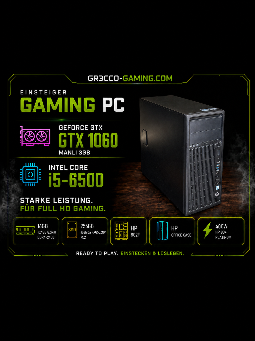 Showcase - Einsteiger Gaming PC | Manli GTX 1060 3GB | Intel i5-6500 | 16GB DDR4